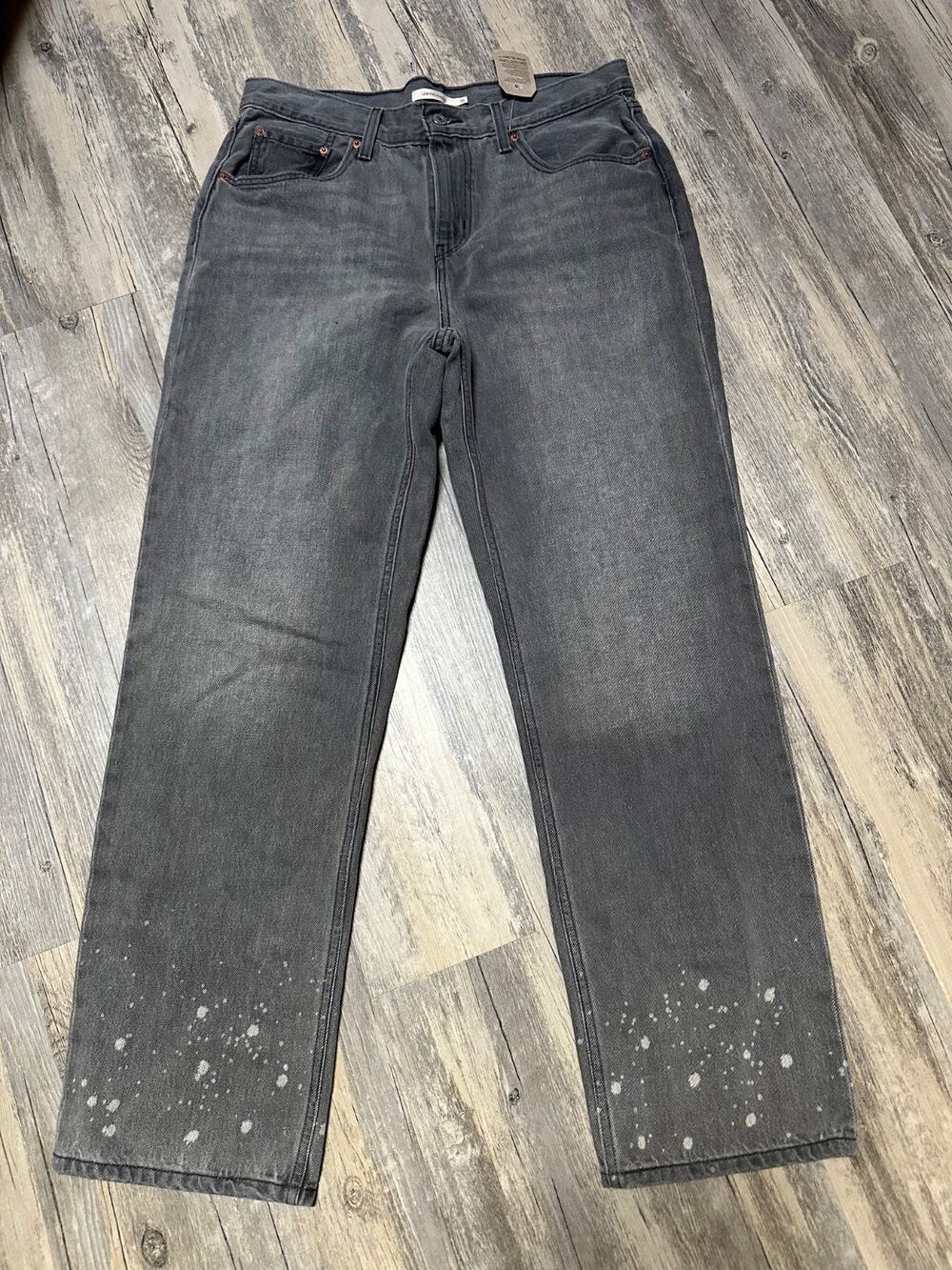 Levis Jeans Women's 31 Gray Low Pro Straight Leg Bleached Cotton Worn In